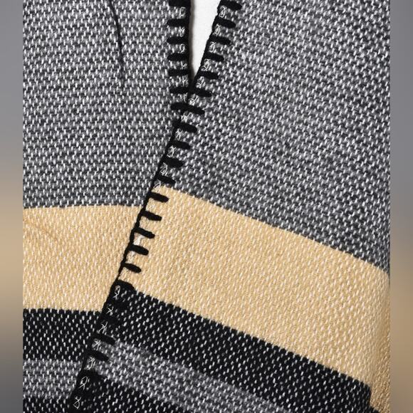 Gray, Multi Color Stripe Pattern Ruana, One size fits most - Picture 4 of 4
